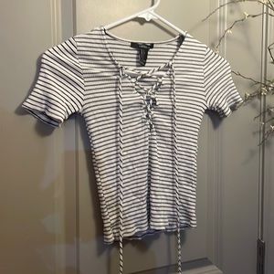 Forever 21 tie up, striped crop top - Size Small - $6